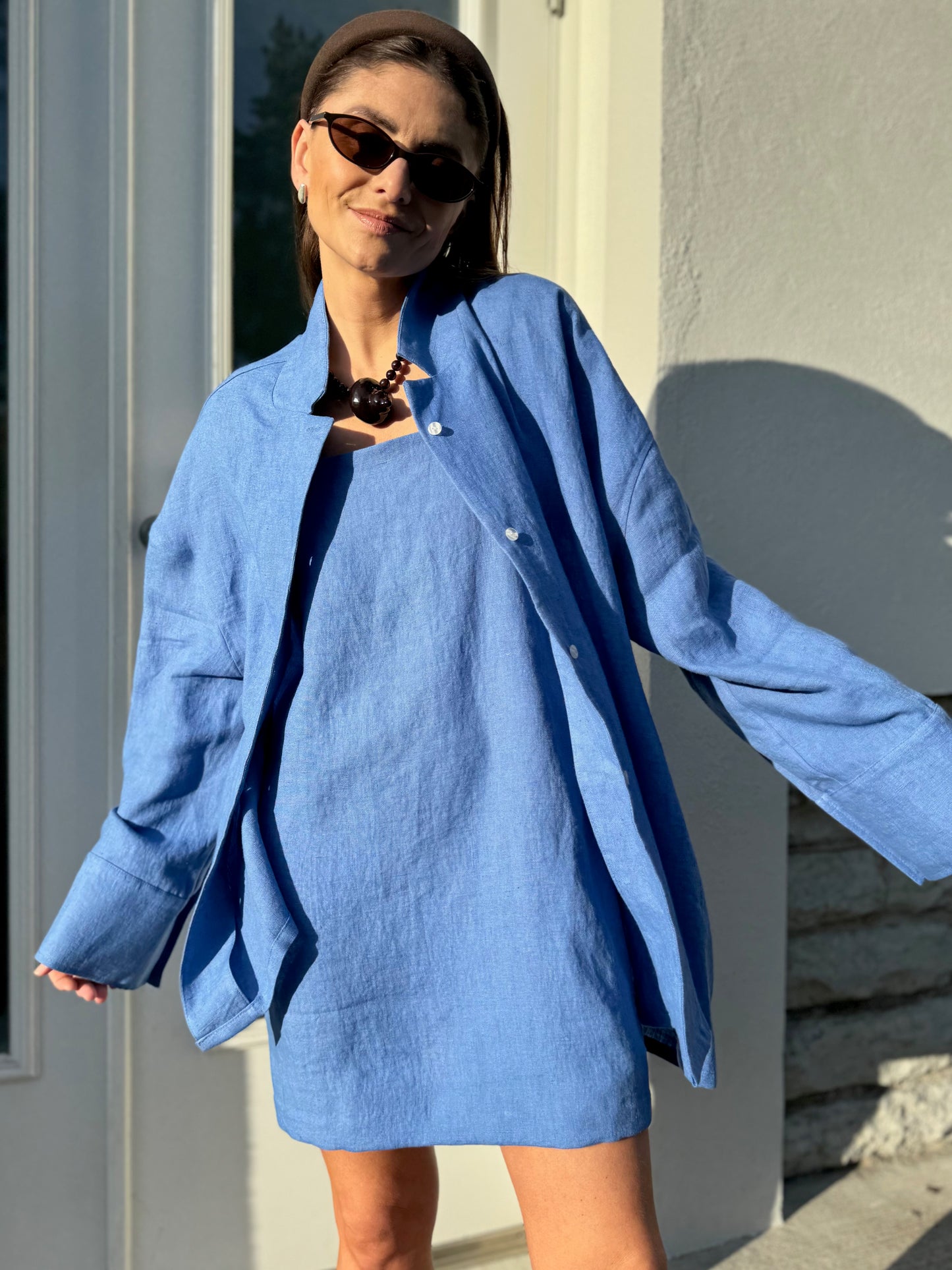 positano linen mini dress