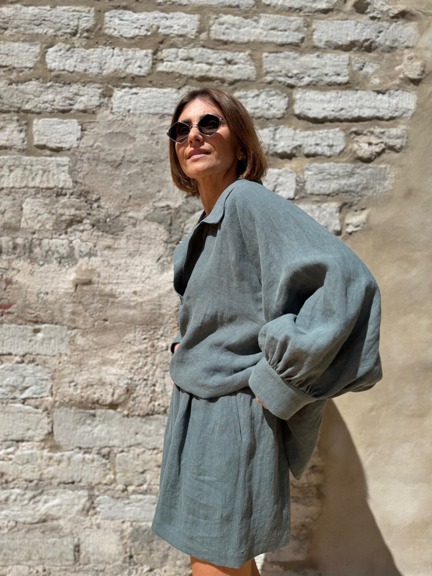 rome linen blouse