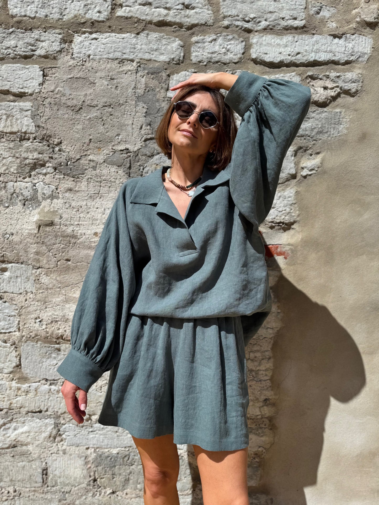 rome linen blouse