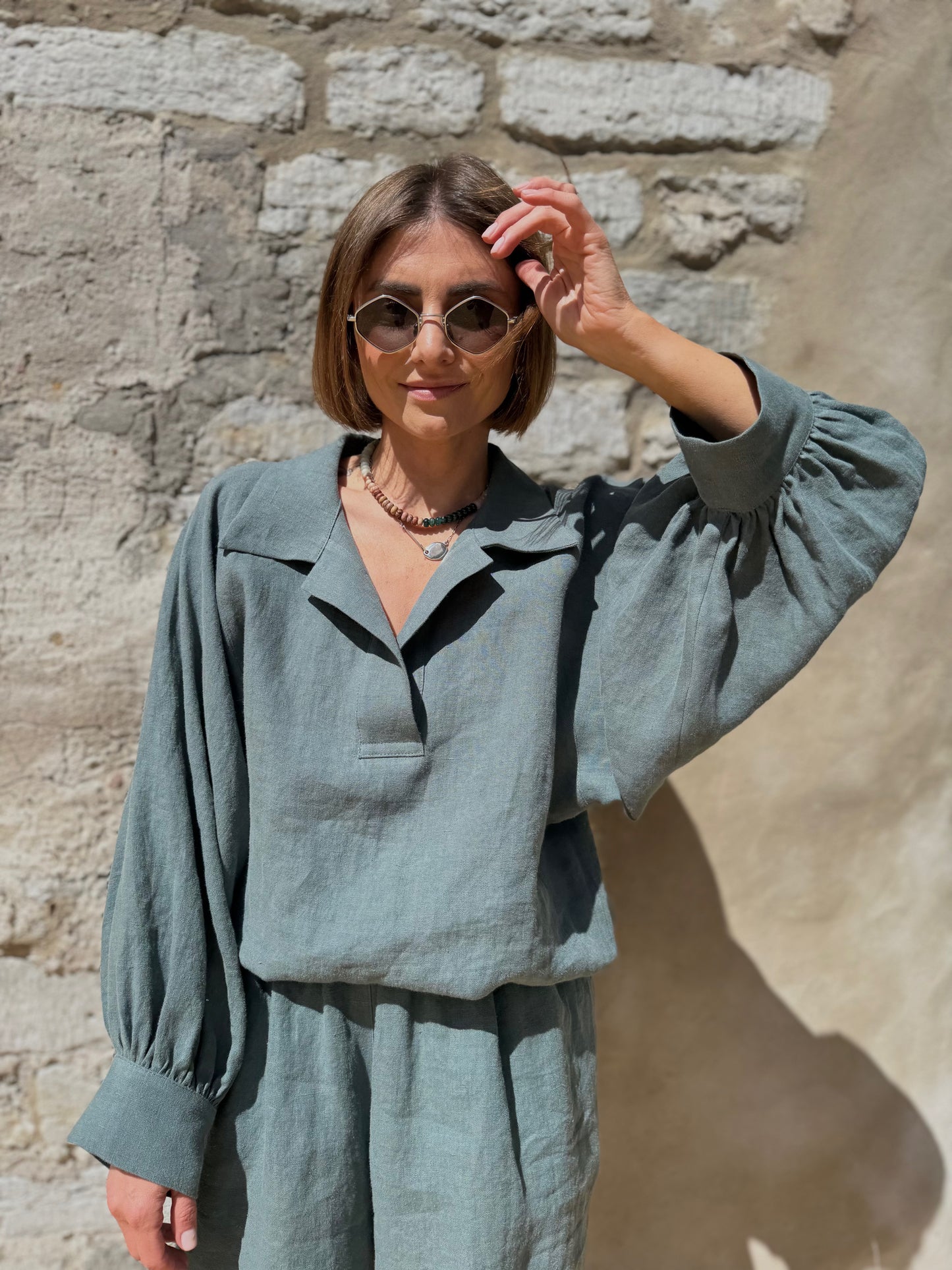 rome linen blouse