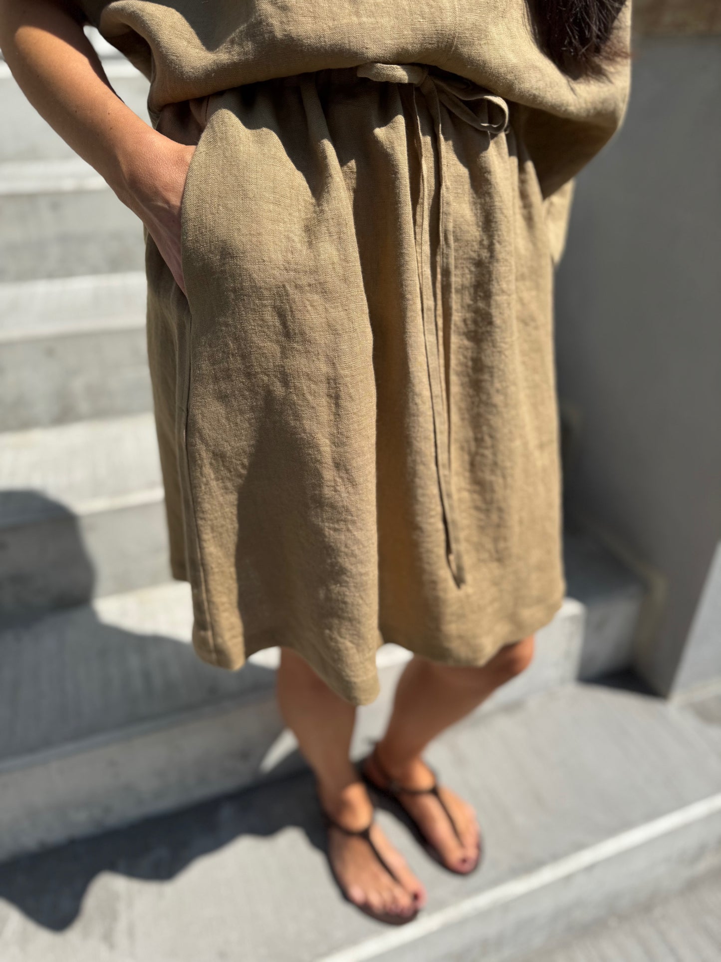 comporta short linen skirt