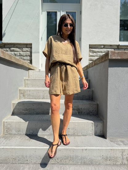 comporta short linen skirt