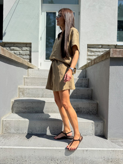 comporta short linen skirt