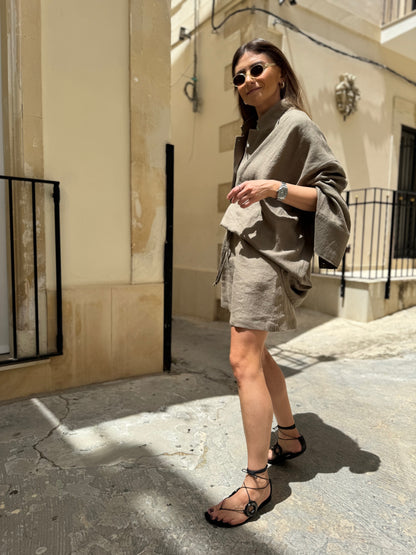 comporta short linen skirt