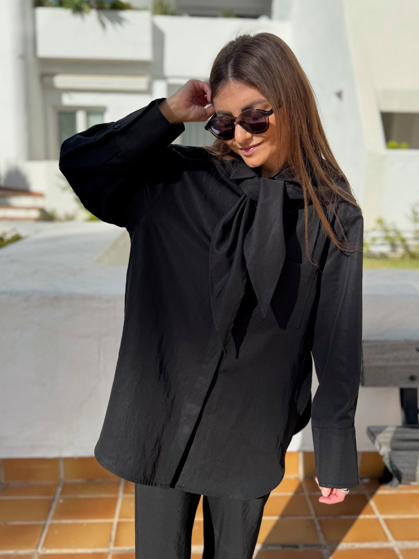 alba lyocell shirt with scarf