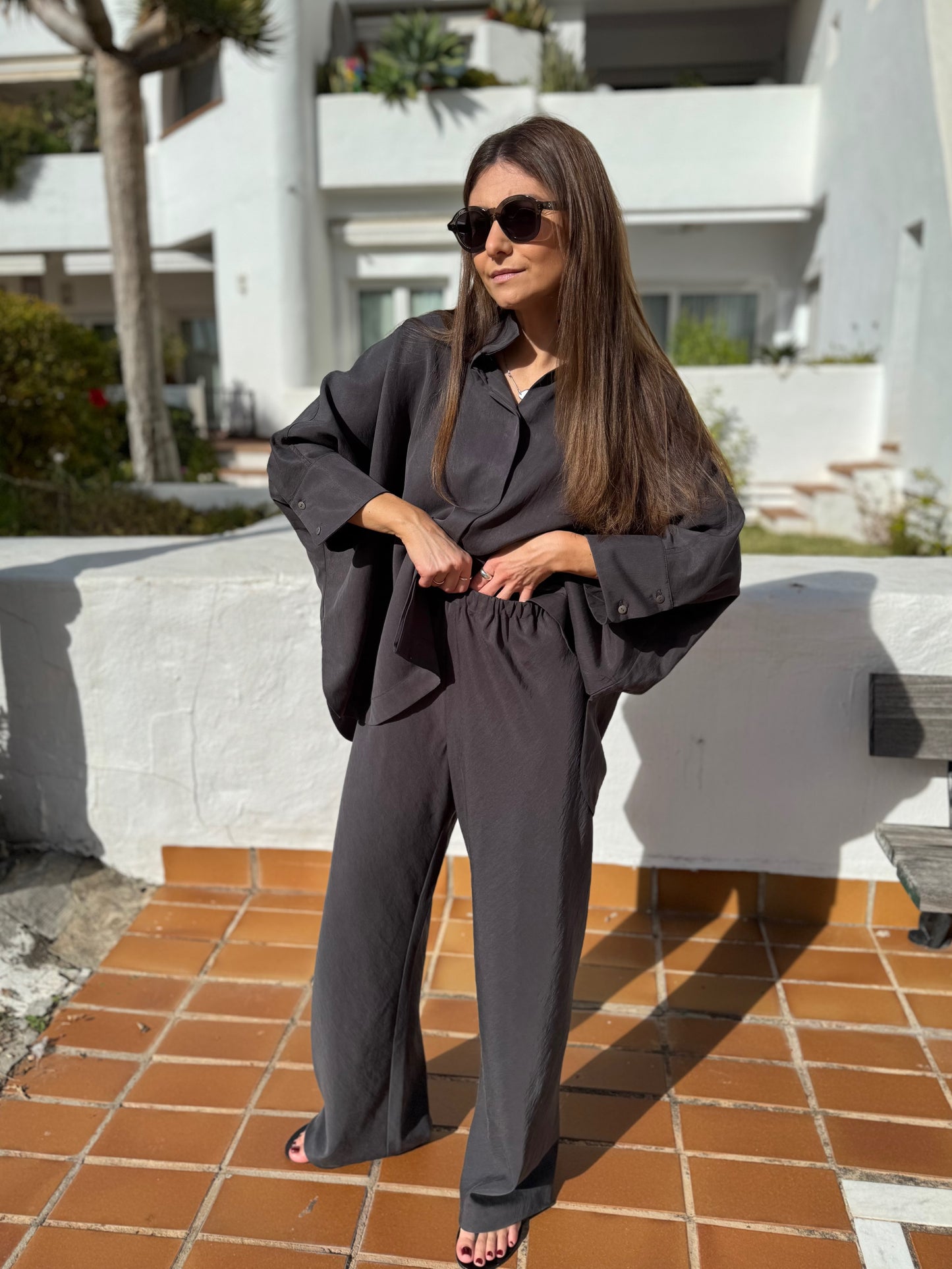 lucca lyocell bias cut trousers