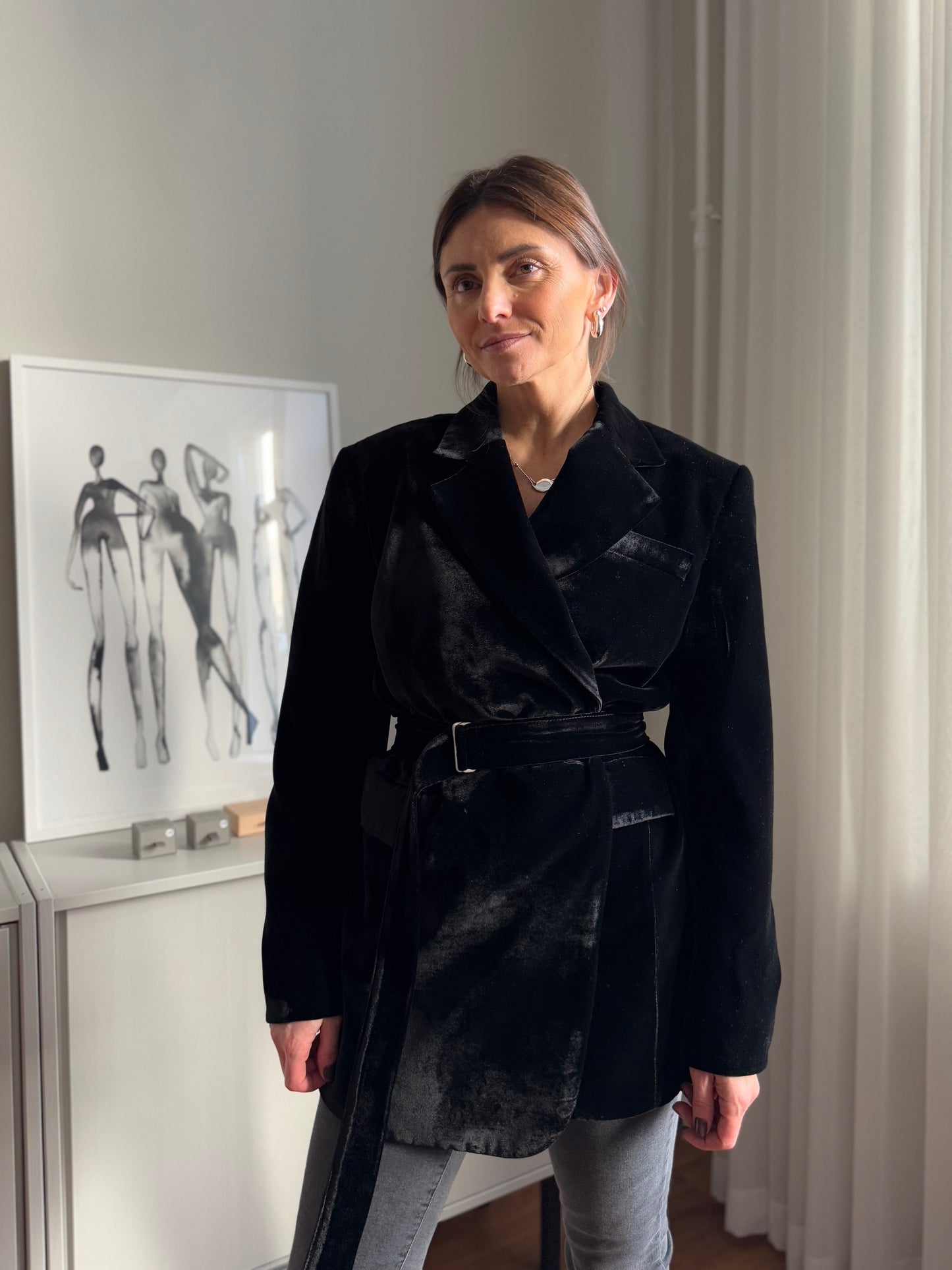 milan oversized silk velvet blazer