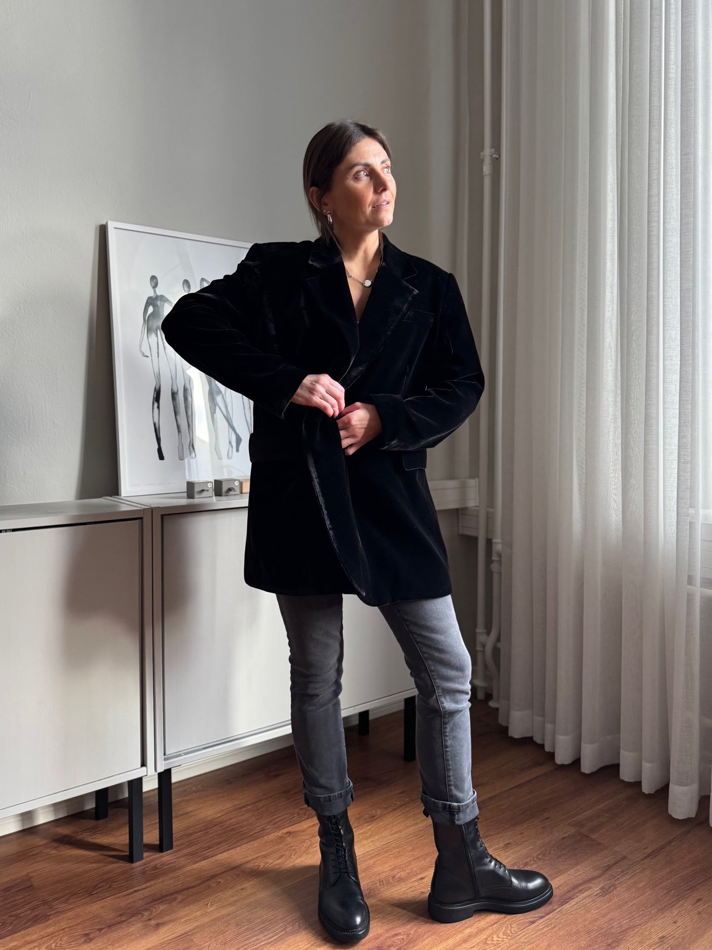 milan oversized silk velvet blazer