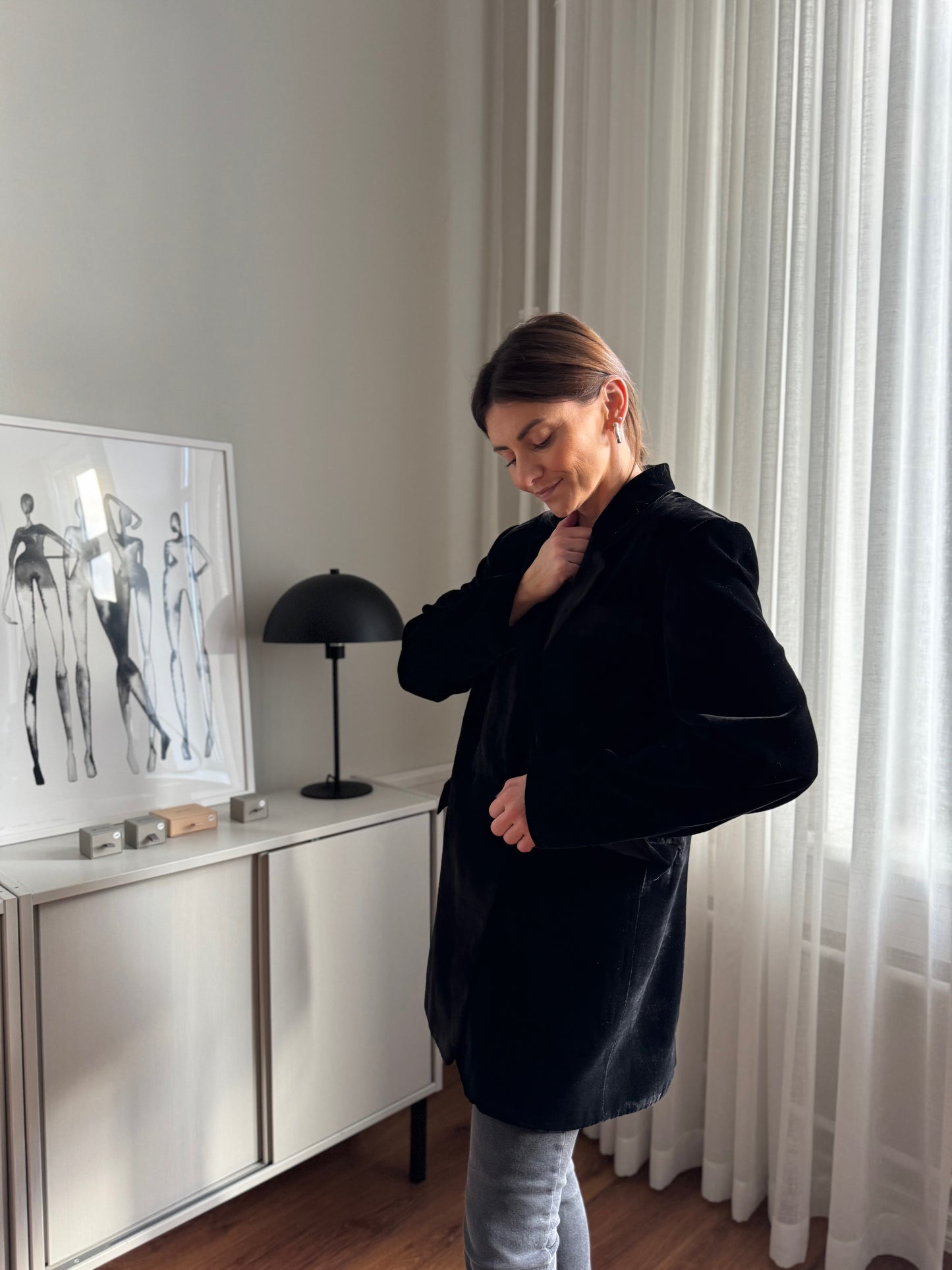 milan oversized silk velvet blazer