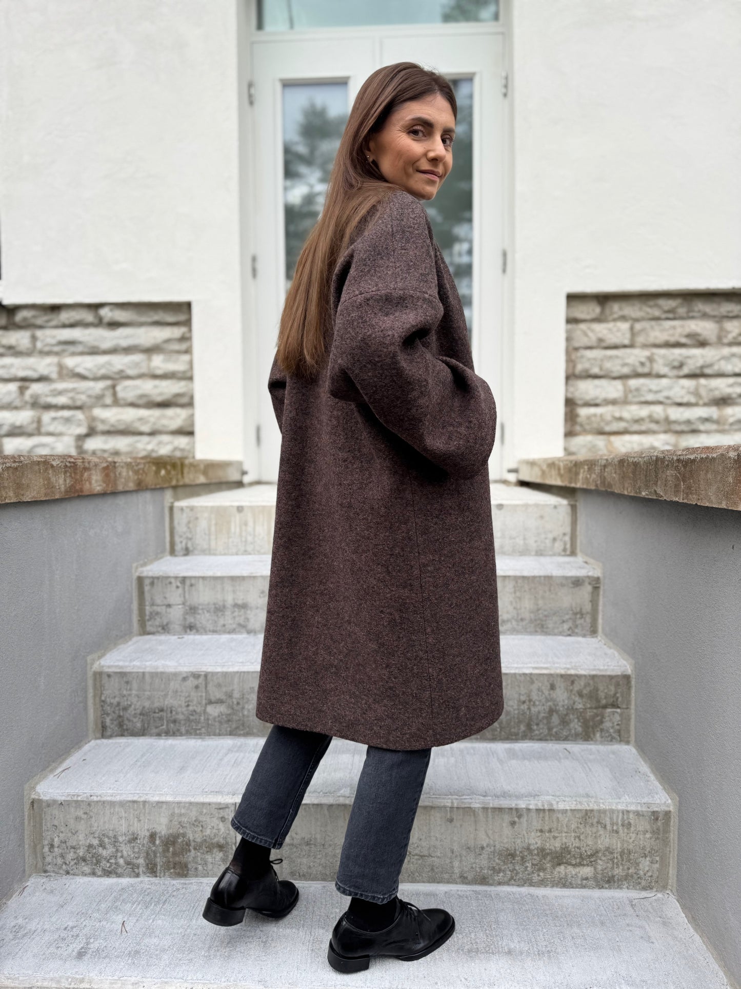 sapporo wool boucle coat