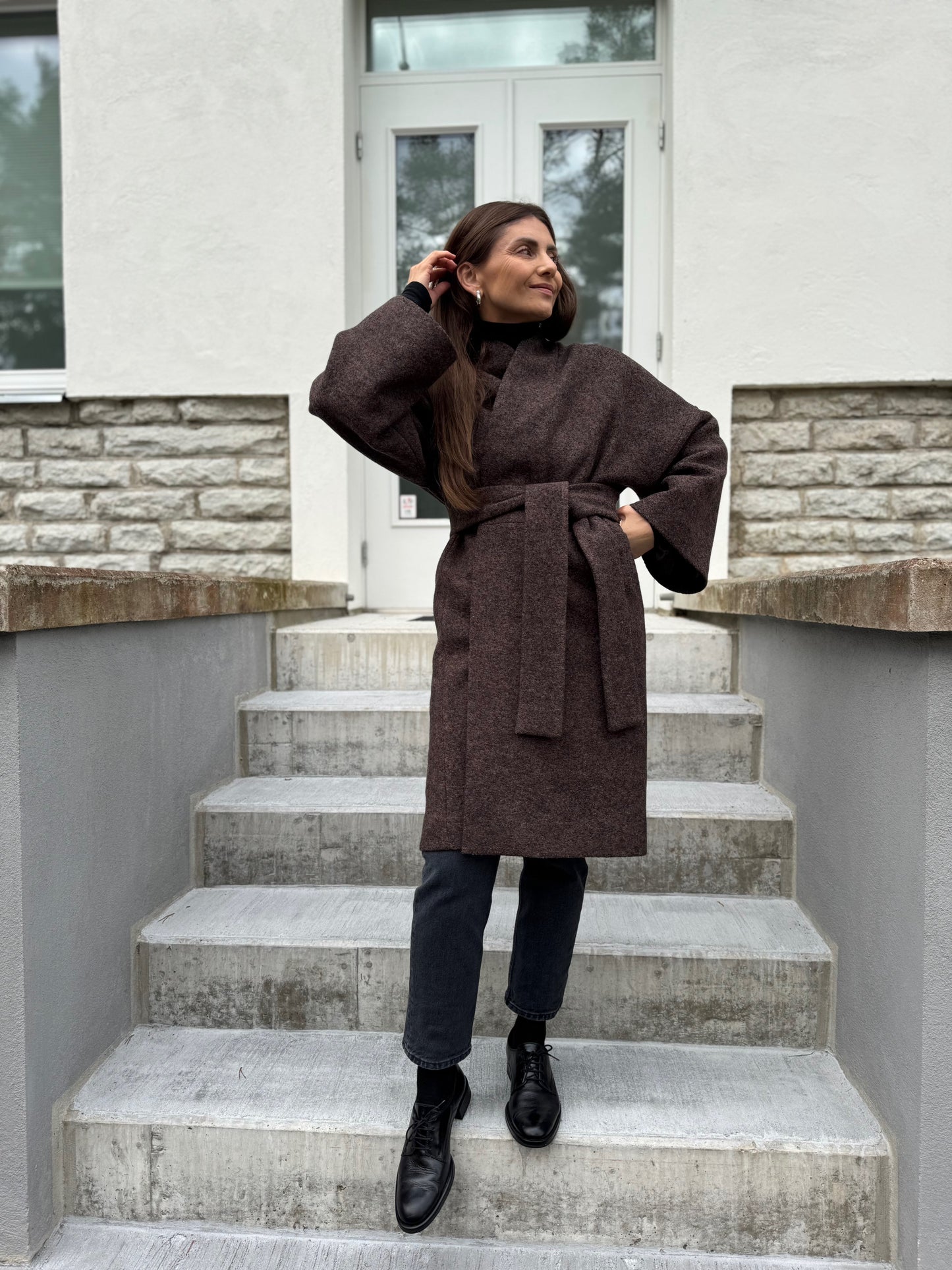 sapporo wool boucle coat