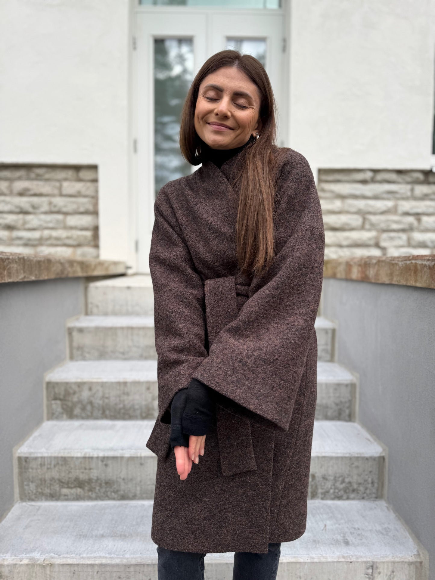 sapporo wool boucle coat