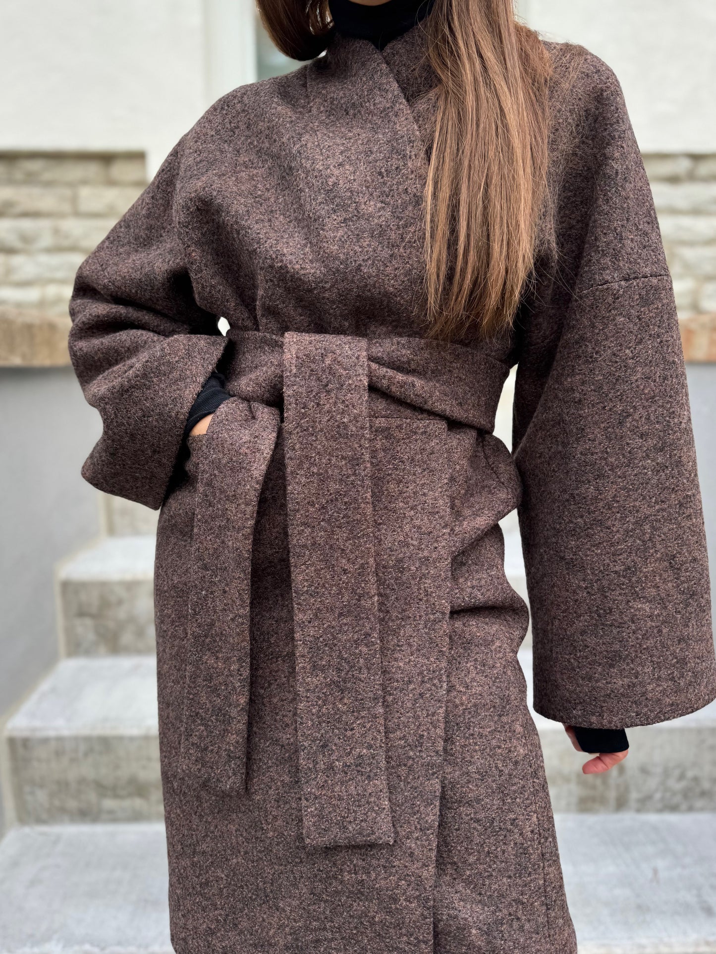 sapporo wool boucle coat