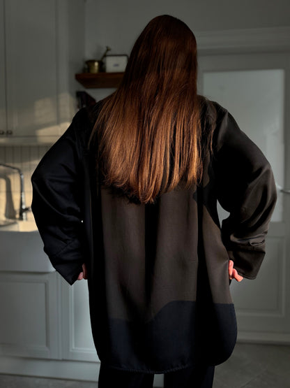 alba satin lyocell shirt with scarf - black 2025