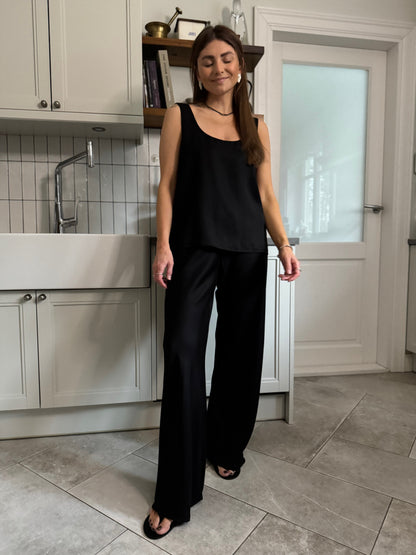 faro satin lyocell top - black 2025