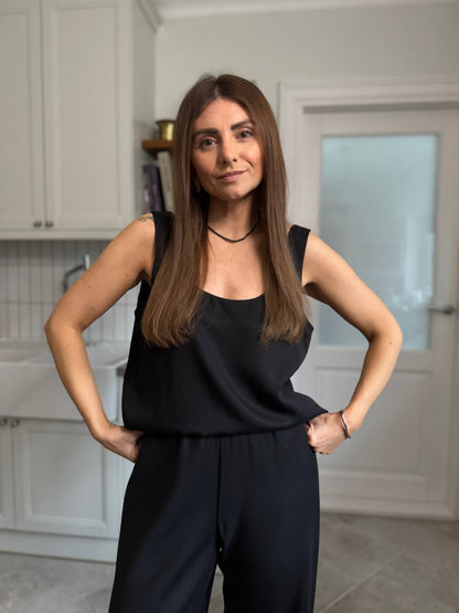 faro satin lyocell top - black 2025