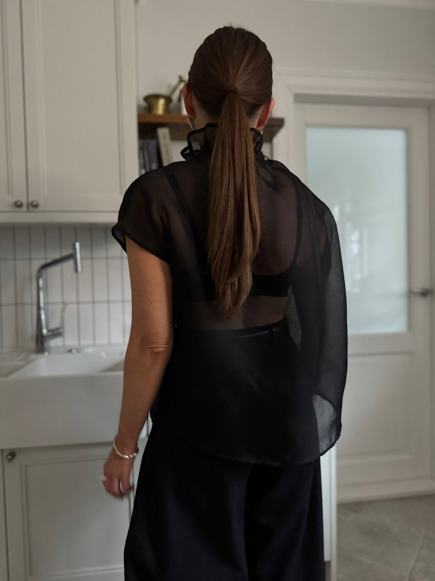 ronda silk organza blouse - black 2025