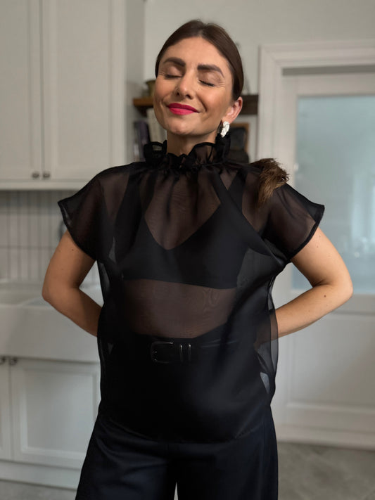 ronda silk organza blouse - black 2025