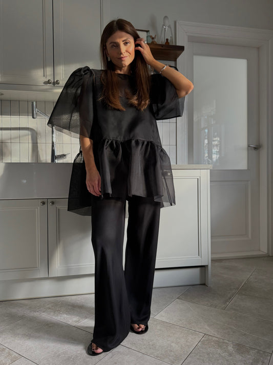 versailles silk organza tunic - black 2025