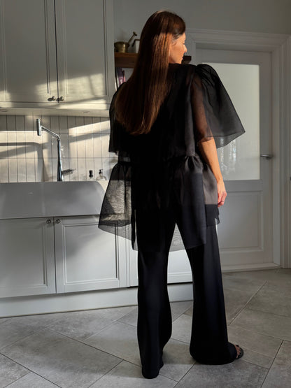 versailles silk organza tunic - black 2025