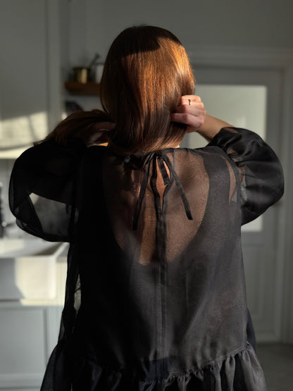 versailles silk organza tunic - black 2025