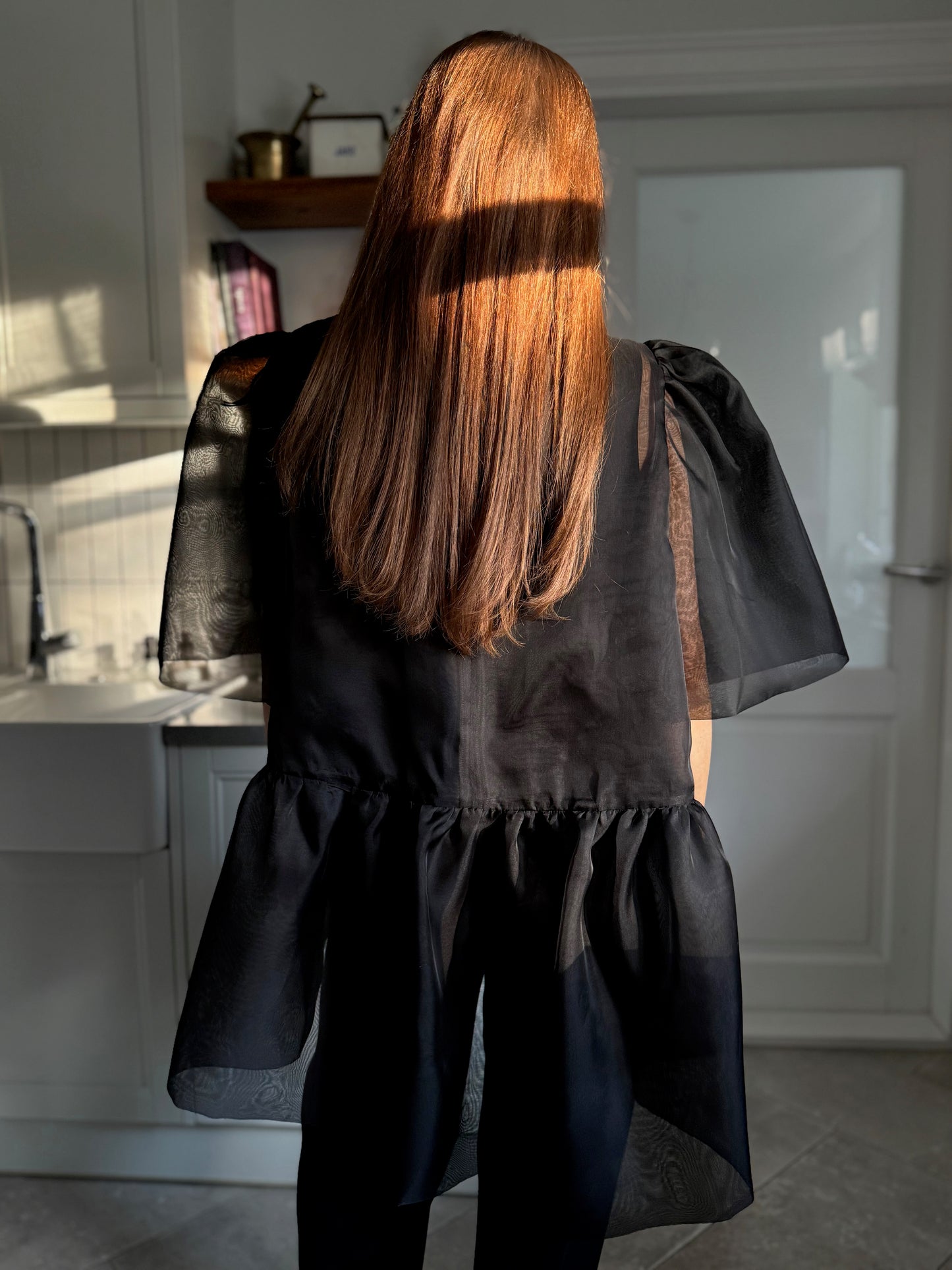 versailles silk organza tunic - black 2025