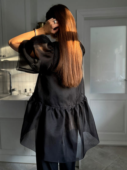 versailles silk organza tunic - black 2025