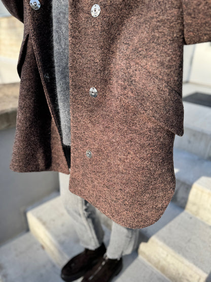 noia wool boucle hooded coat