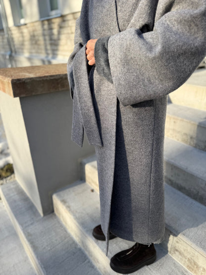 sapporo wool boucle maxi coat