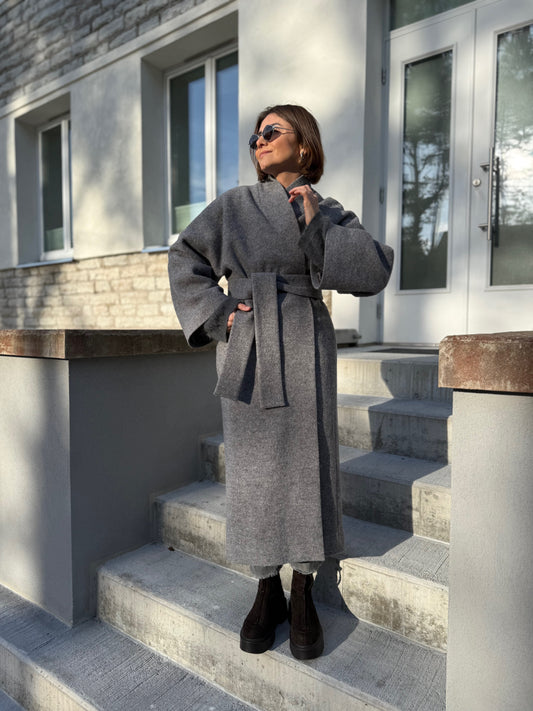 sapporo wool boucle maxi coat